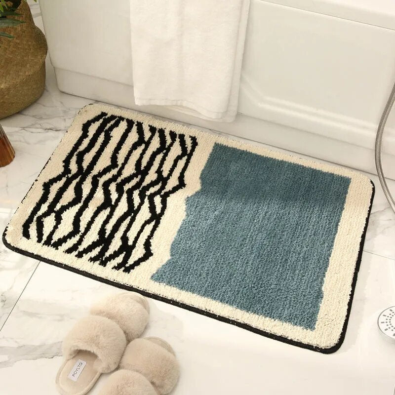 Small Bathroom Rug | Speckled Grid, Solid Block Panel