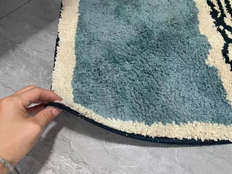 Small Bathroom Rug | Speckled Grid, Solid Block Panel