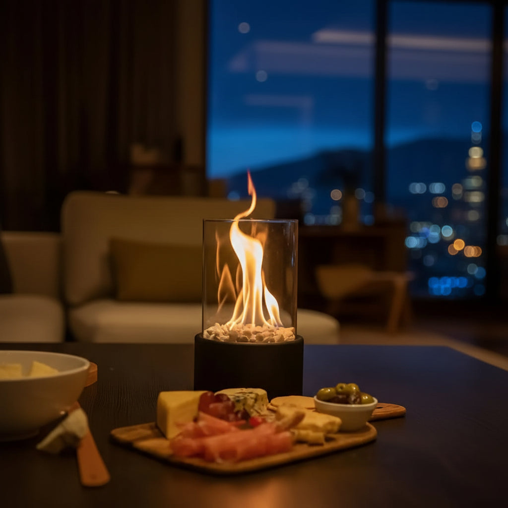 Smoke-Free Table Fireplace | Bioethanol Glass Burner