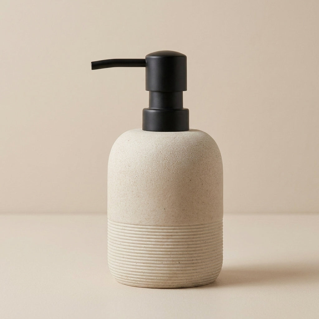 Soap Dispenser | Grainy Finish With A Ribbed Lower Band