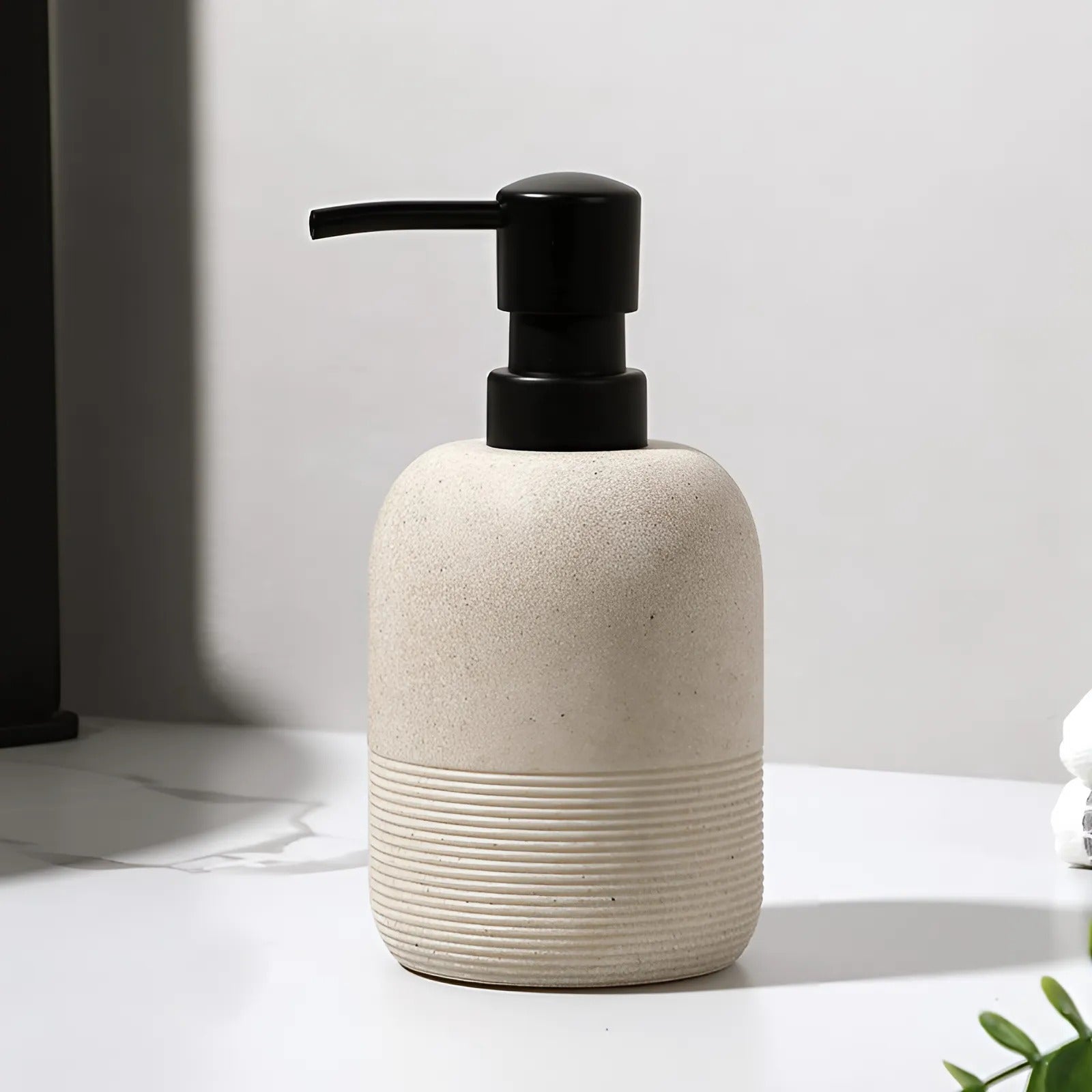 Soap Dispenser | Grainy Finish With A Ribbed Lower Band