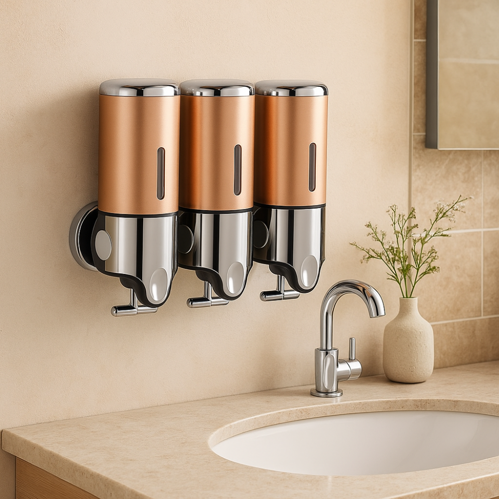 Soap Dispenser Set | Three Chambers With Push Levers