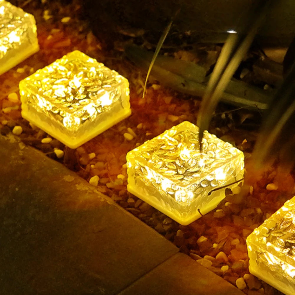 Solar Brick Light, Acrylic & ABS | 10 x 10 x 5.5 cm, IP44 Waterproof | Solar Powered, Dusk Sensor, Up to 10 Hours Glow