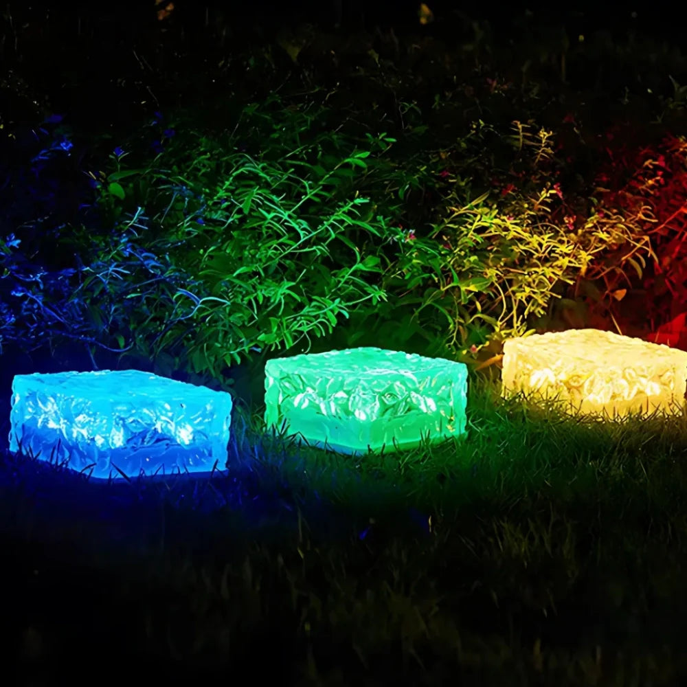 Solar Brick Light, Acrylic & ABS | 10 x 10 x 5.5 cm, IP44 Waterproof | Solar Powered, Dusk Sensor, Up to 10 Hours Glow