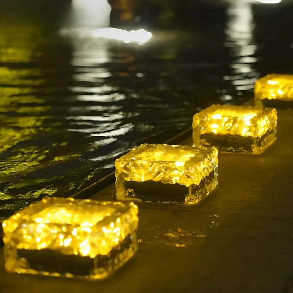 Solar Brick Light, Acrylic & ABS | 10 x 10 x 5.5 cm, IP44 Waterproof | Solar Powered, Dusk Sensor, Up to 10 Hours Glow