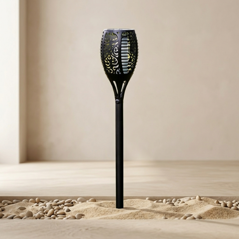 Solar Flame Torch Light Ground Stake | Flickering LED with Dusk-to-Dawn Sensor | IP67 Waterproof Garden Lighting