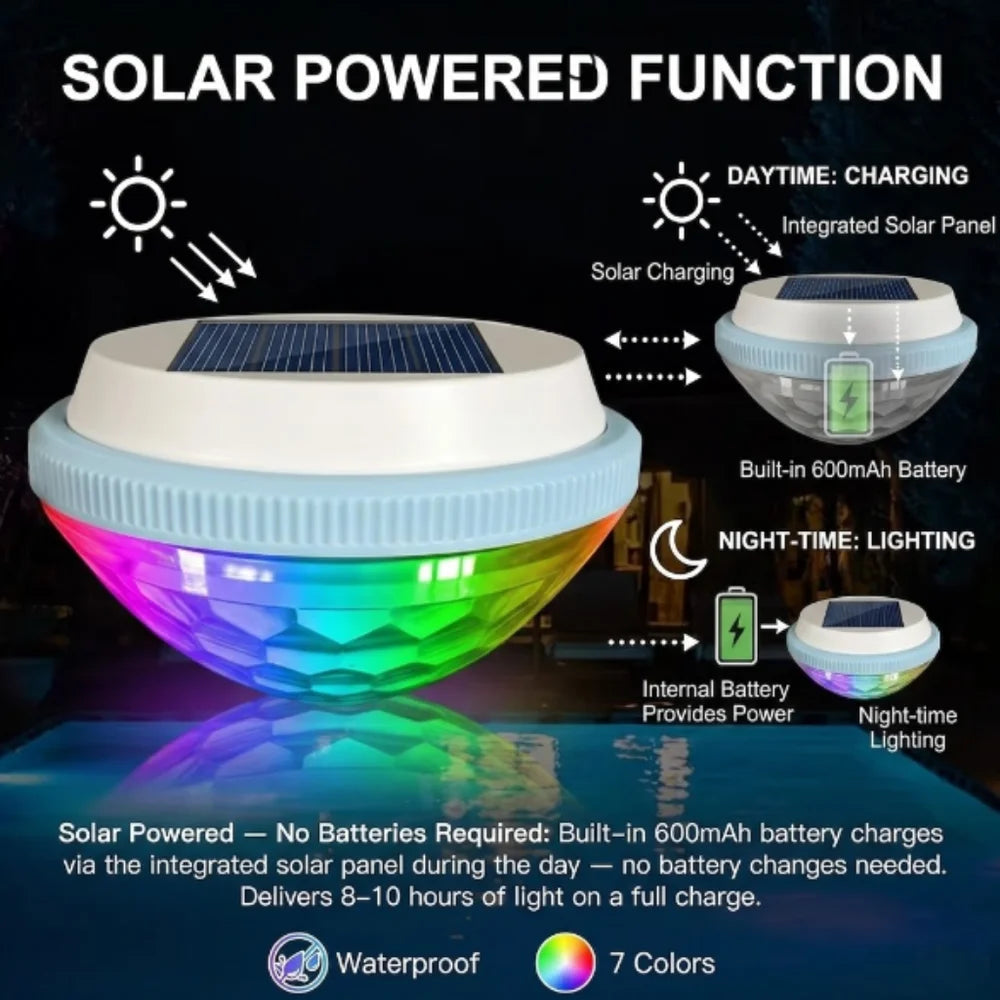 Solar Floating Pool Light – RGB Colour Changing Waterproof Lamp
