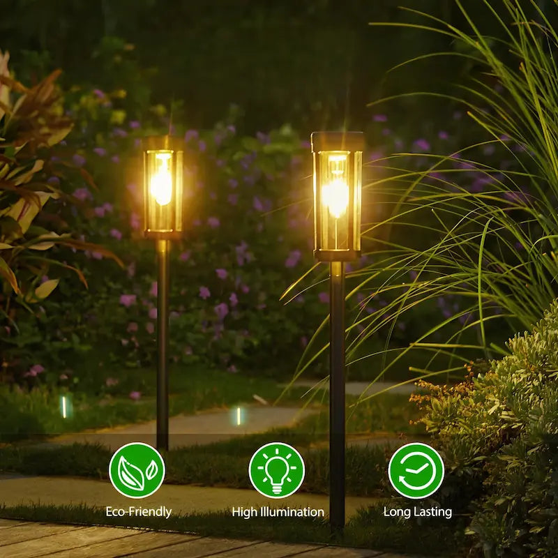 Solar Garden Torch Lamp, ABS | 65 cm Height with Ground Spike | Dusk-to-Dawn Auto-On, 8-12 Hour Runtime, Pack of 2/4/10