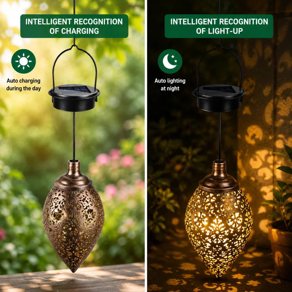 Solar Hanging Lantern – Handcrafted Copper Outdoor Garden Light
