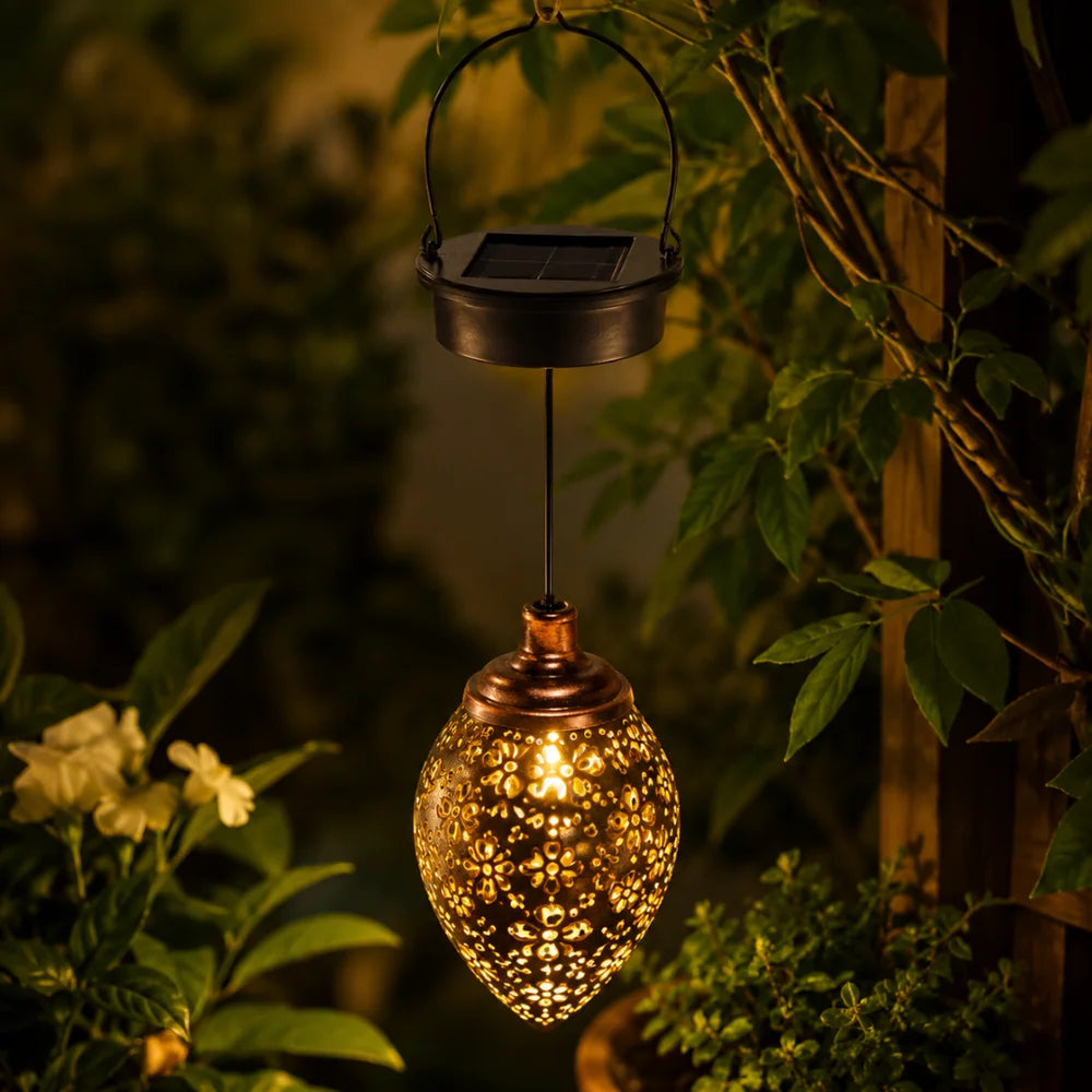 Solar Hanging Lantern – Handcrafted Copper Outdoor Garden Light