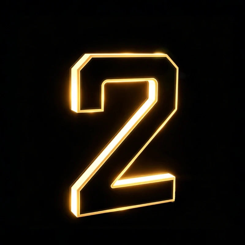 Solar House Number Sign, ABS Plate | IP44 Waterproof, 10-Hour Battery | Dusk Sensor, Warm White LED, Adhesive or Screw Fixing