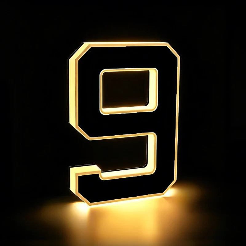 Solar House Number Sign, ABS Plate | IP44 Waterproof, 10-Hour Battery | Dusk Sensor, Warm White LED, Adhesive or Screw Fixing