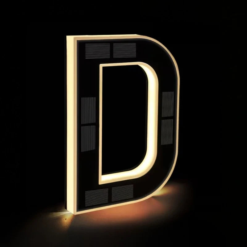 Solar House Number Sign, ABS Plate | IP44 Waterproof, 10-Hour Battery | Dusk Sensor, Warm White LED, Adhesive or Screw Fixing
