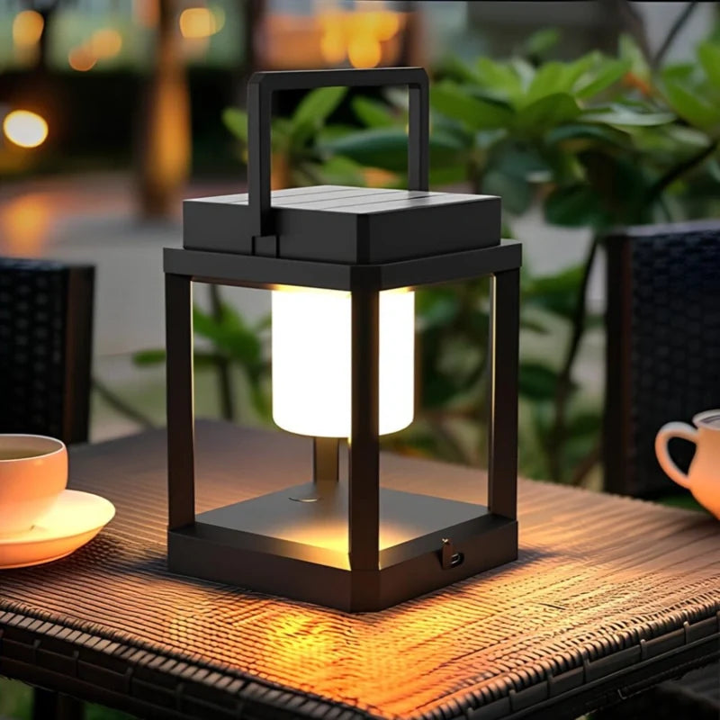 Solar Lantern, ABS, 13.5 x 13.5 x 18 cm | Solar & USB Charging, 3 Brightness Modes | IP44 Waterproof, Up to 10 Hours Runtime