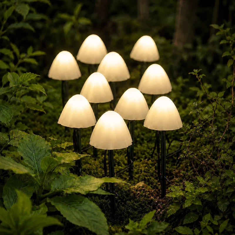 Solar Mushroom Garden Lights | Up to 20 LED Bulbs, 1250 cm String | IP65 Weatherproof, Dusk Sensor, 8 Light Modes