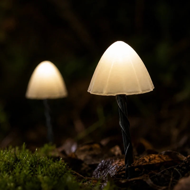 Solar Mushroom Garden Lights | Up to 20 LED Bulbs, 1250 cm String | IP65 Weatherproof, Dusk Sensor, 8 Light Modes