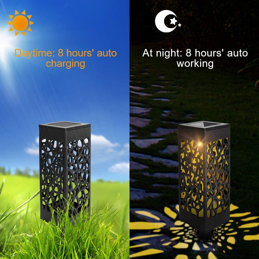 Solar Path Lights 12 Pack | Warm White LED Ground Stake Lights | IP55 Waterproof Automatic Dusk-to-Dawn Lighting