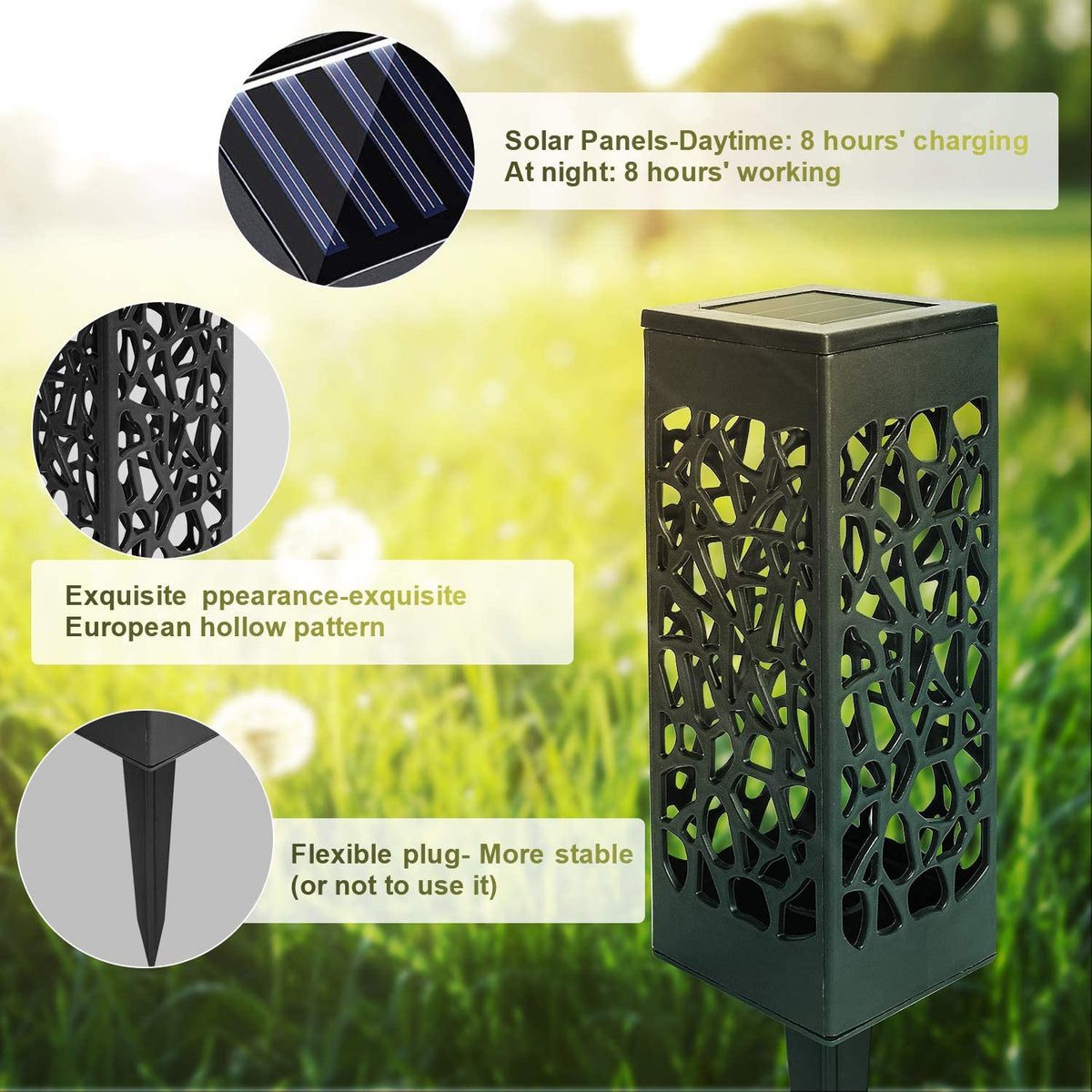 Solar Path Lights 12 Pack | Warm White LED Ground Stake Lights | IP55 Waterproof Automatic Dusk-to-Dawn Lighting