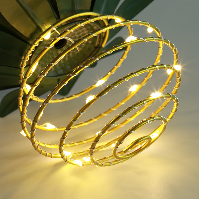 Solar Pineapple Lantern Metal | Hanging Solar-Powered Garden Light with Built-In Panel | Weather-Resistant Outdoor Decor