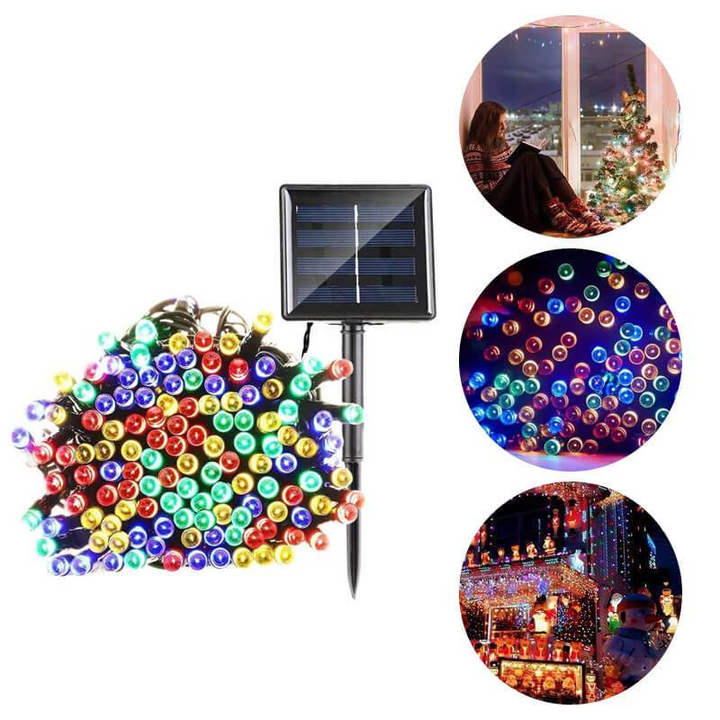 Solar Powered Fairy Lights 100 LED String | 8 Lighting Modes, Dusk Sensor | IP44 Waterproof Outdoor Decoration