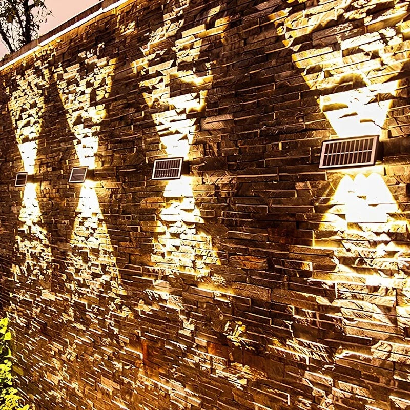 Solar Powered Wall Sconce Light | 4 or 6 LED Bulbs, IP65 Waterproof | Dual Warm & White Modes, 8-10 Hour Run Time
