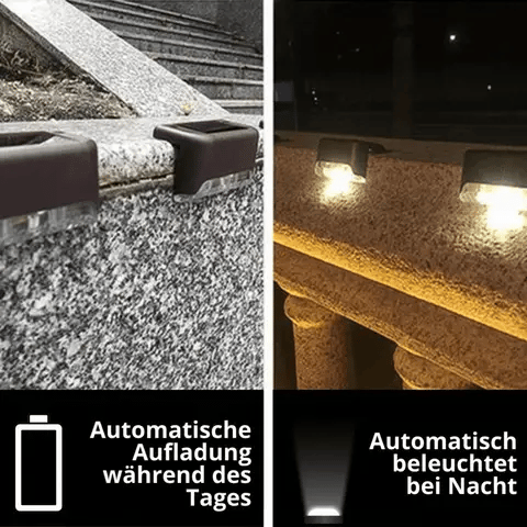 Solar Step Lights ABS | Set of 8 with Automatic Dusk-to-Dawn Sensor | IP44 Waterproof for Stairs, Paths and Gardens