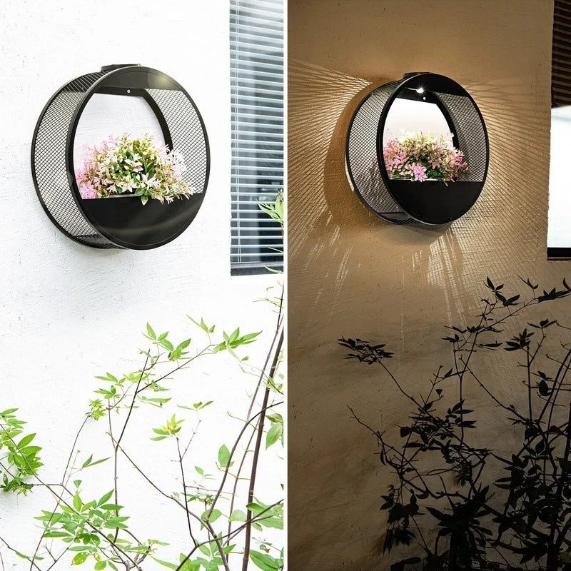 Solar Wall Pot Light with Integrated Planter | Oval or Round Style | Waterproof, Up to 8 Hours Warm & Cool White Light