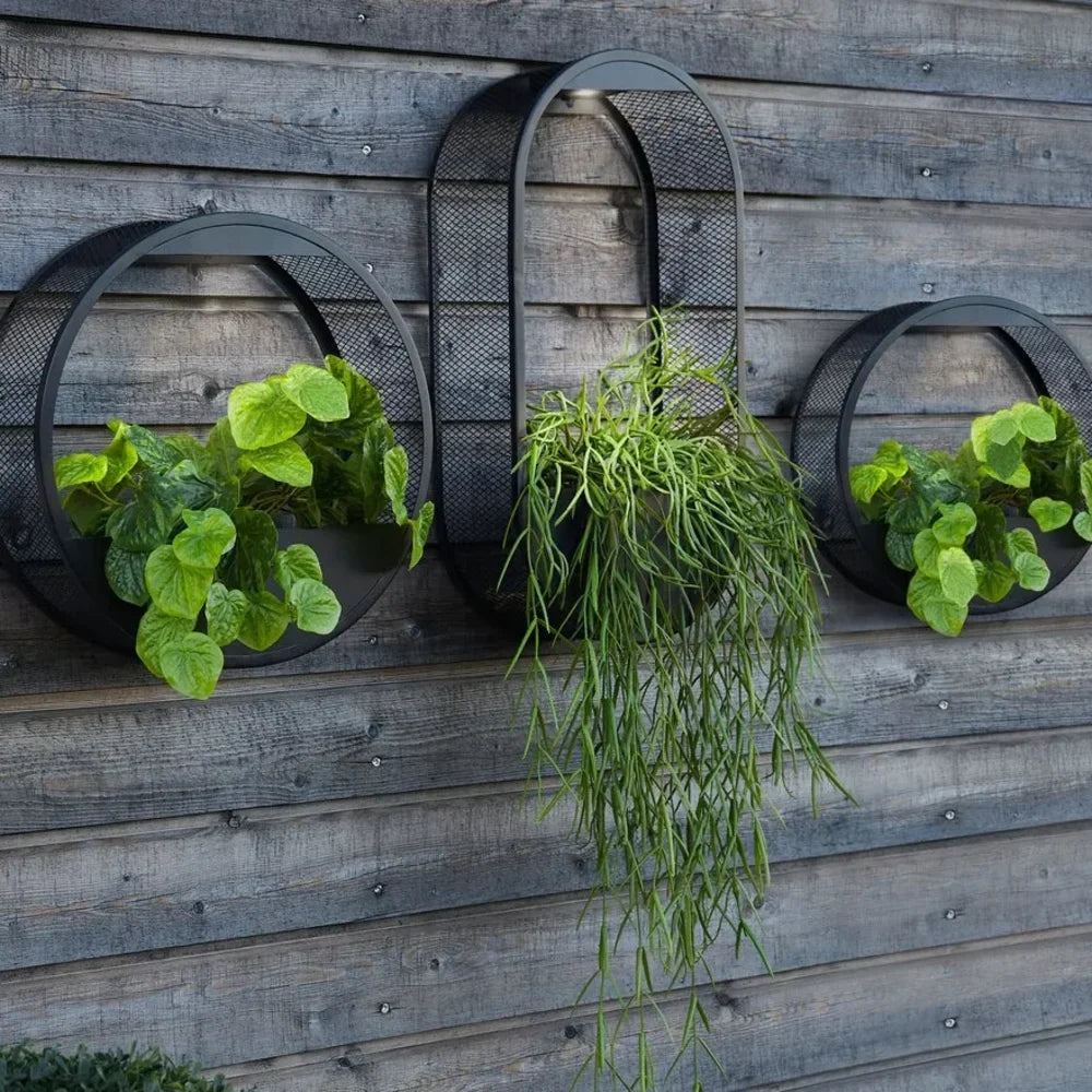 Solar Wall Pot Light with Integrated Planter | Oval or Round Style | Waterproof, Up to 8 Hours Warm & Cool White Light