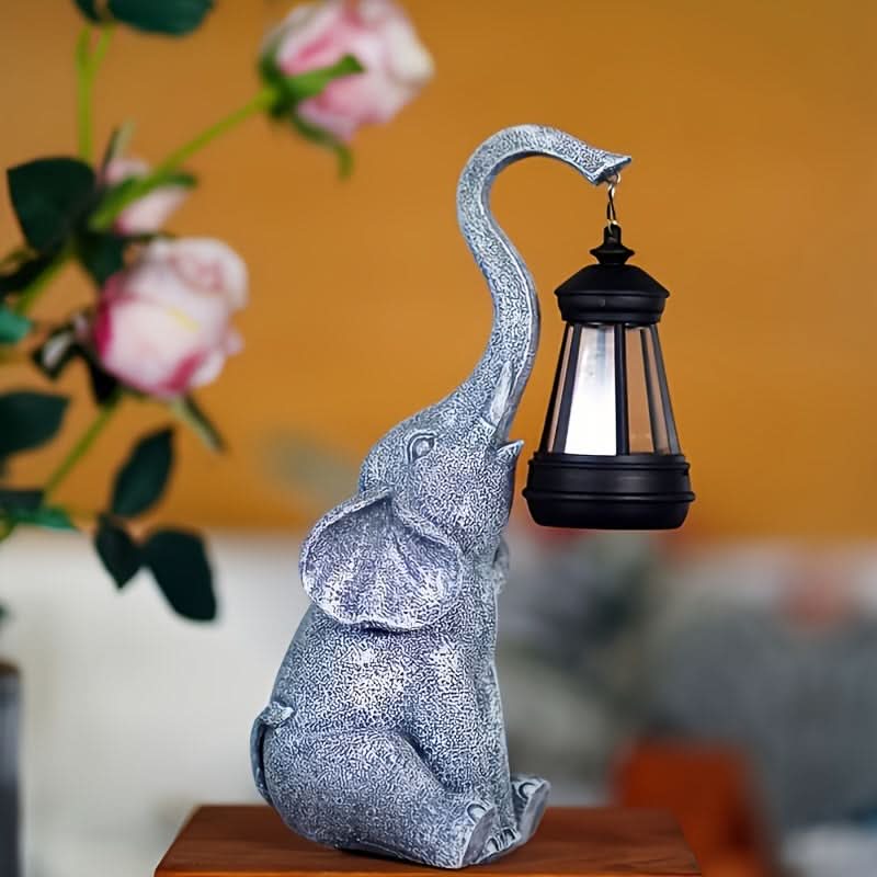 SolarGlow | Solar Garden Lights with Elephant Design - Durable Resin for Outdoor Use