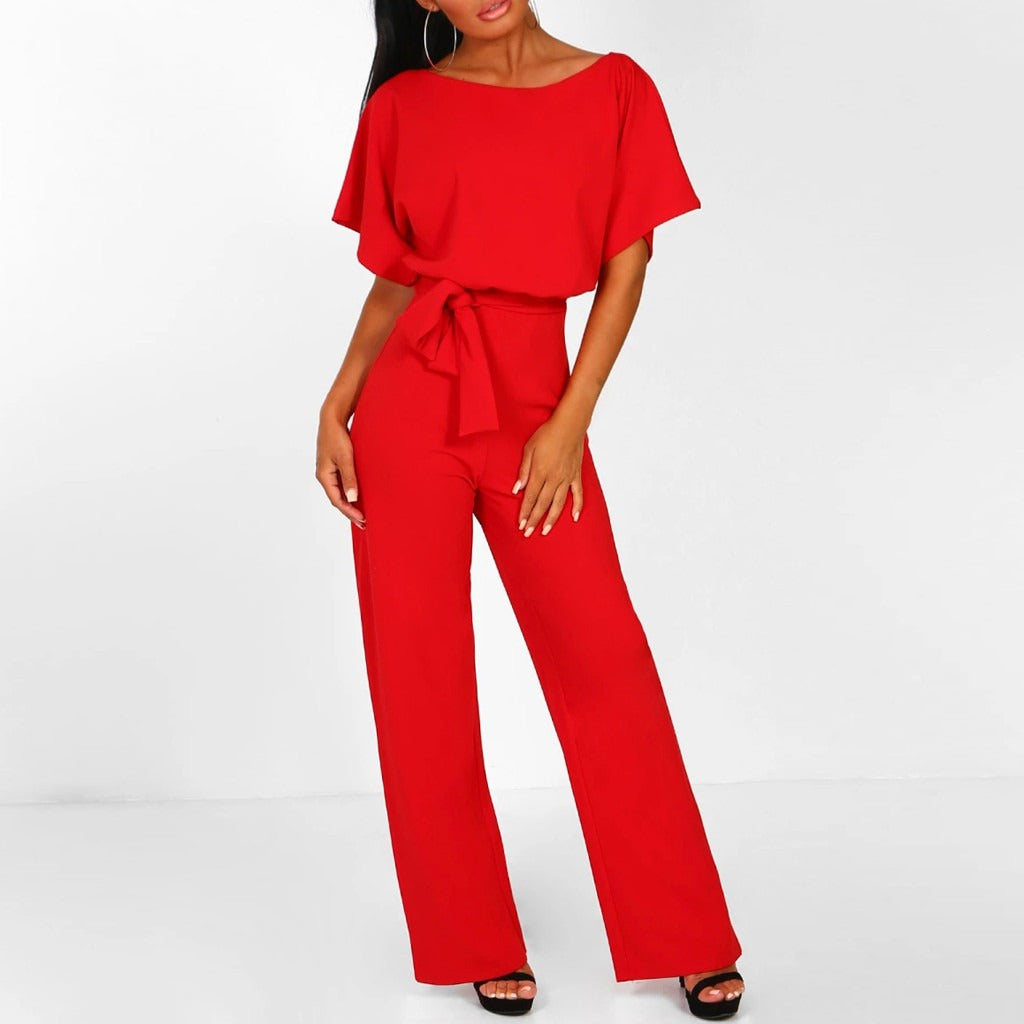 Sophia | Chic Belted Wide Leg Jumpsuit for Women