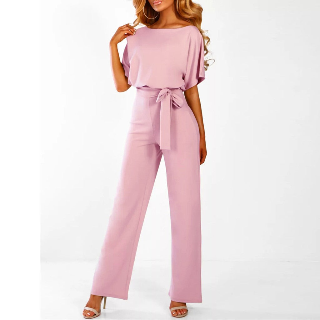 Sophia | Chic Belted Wide Leg Jumpsuit for Women