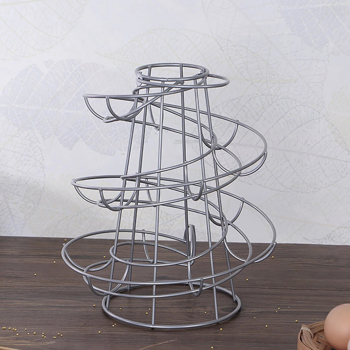 Spiral Egg Rack | Rolling Coil Track, Tapered Open Frame