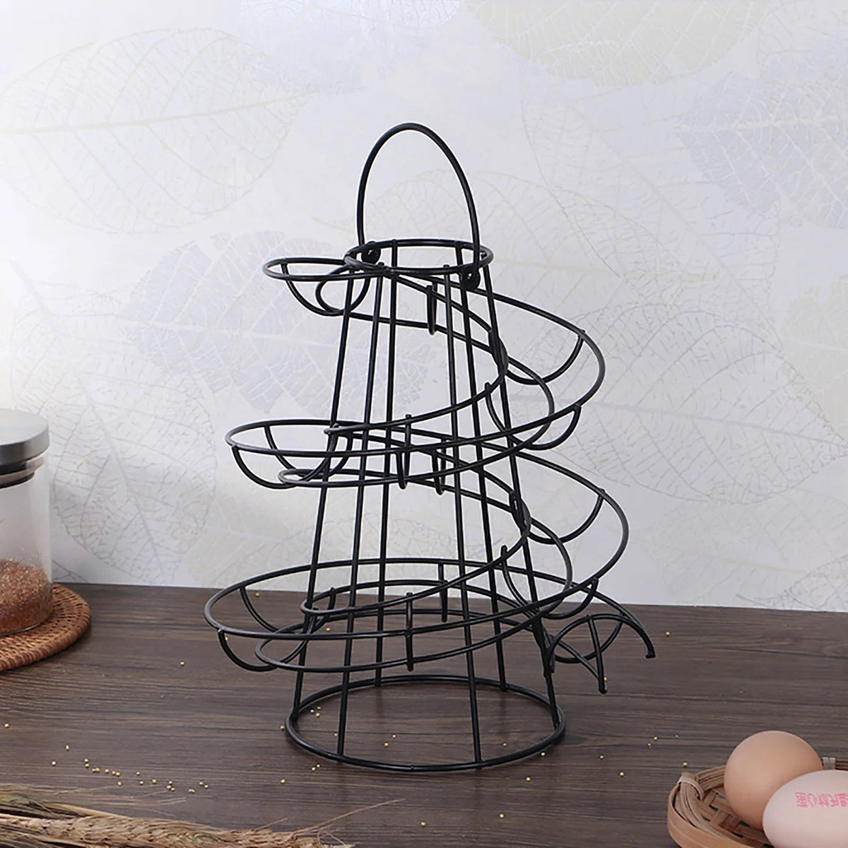 Spiral Egg Rack | Rolling Coil Track, Tapered Open Frame