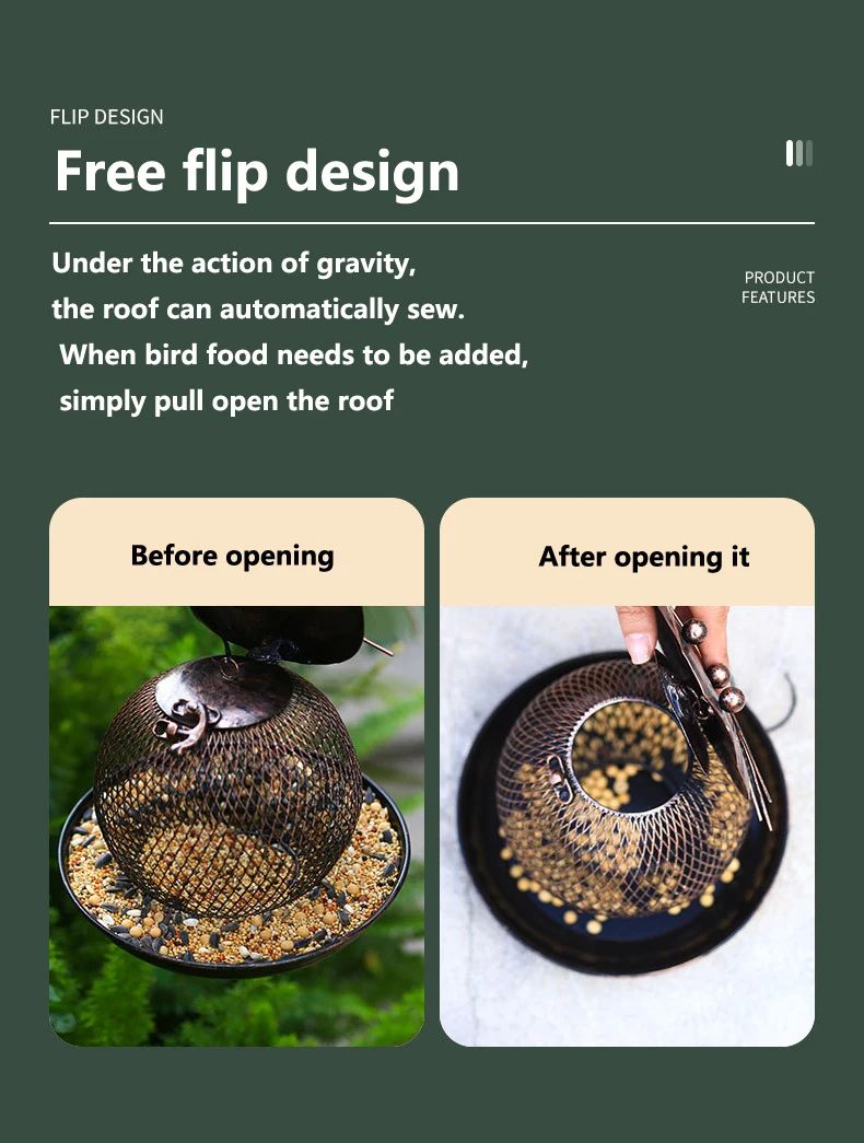 Squirrel-Proof Bird Feeder Hanging Metal with Multiple Feeding Ports