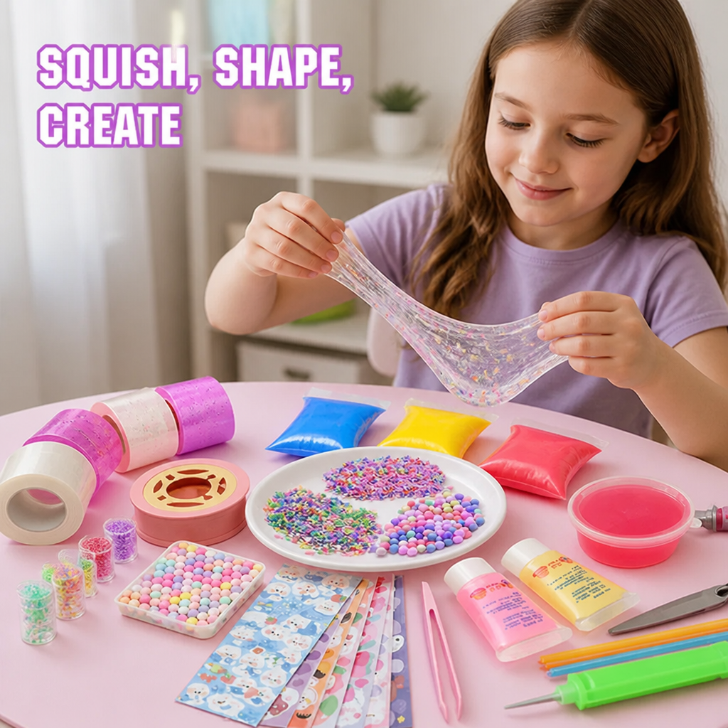 Squishy Bubble DIY Craft Kit | Non-Toxic Gel, Beads & Glitter | Complete All-In-One Stress-Relief Shape-Making Craft Set