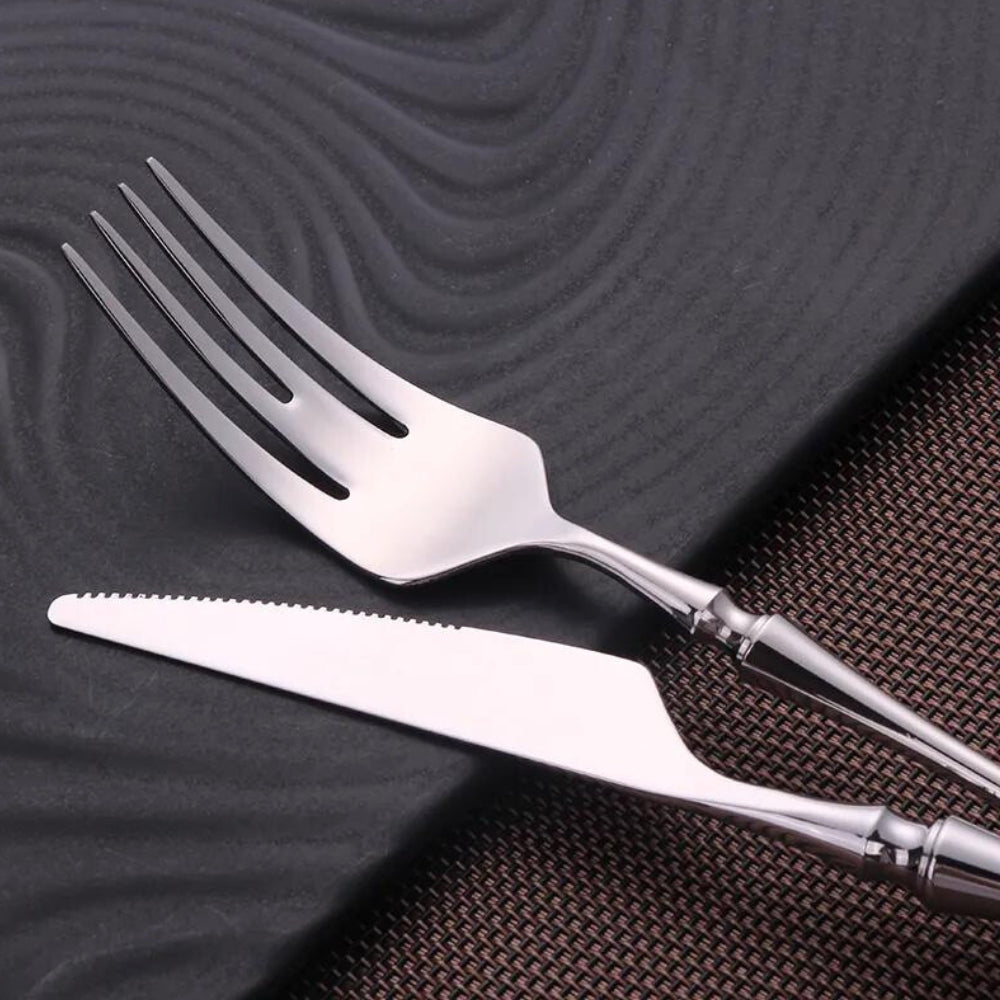 Stainless Steel Cutlery Set | Weighted Ergonomic Handles | Rust-Resistant Polished Finish for Everyday Family Dining