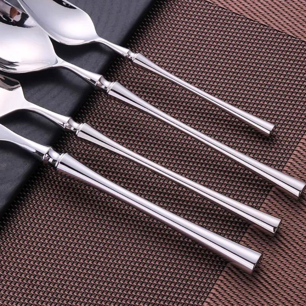 Stainless Steel Cutlery Set | Weighted Ergonomic Handles | Rust-Resistant Polished Finish for Everyday Family Dining