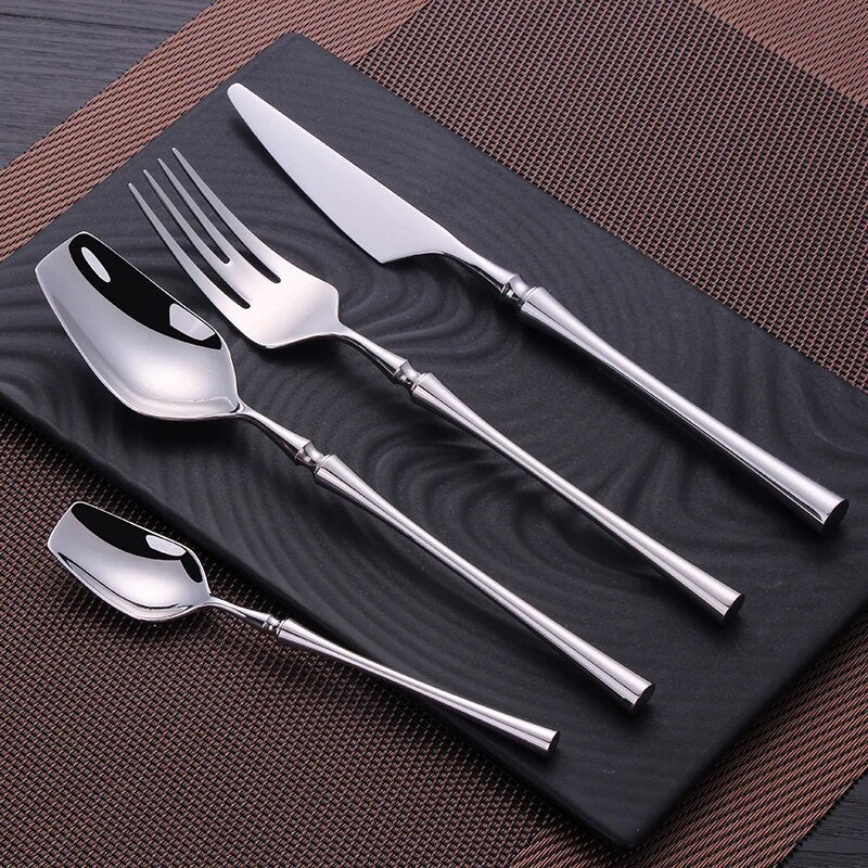 Stainless Steel Cutlery Set | Weighted Ergonomic Handles | Rust-Resistant Polished Finish for Everyday Family Dining