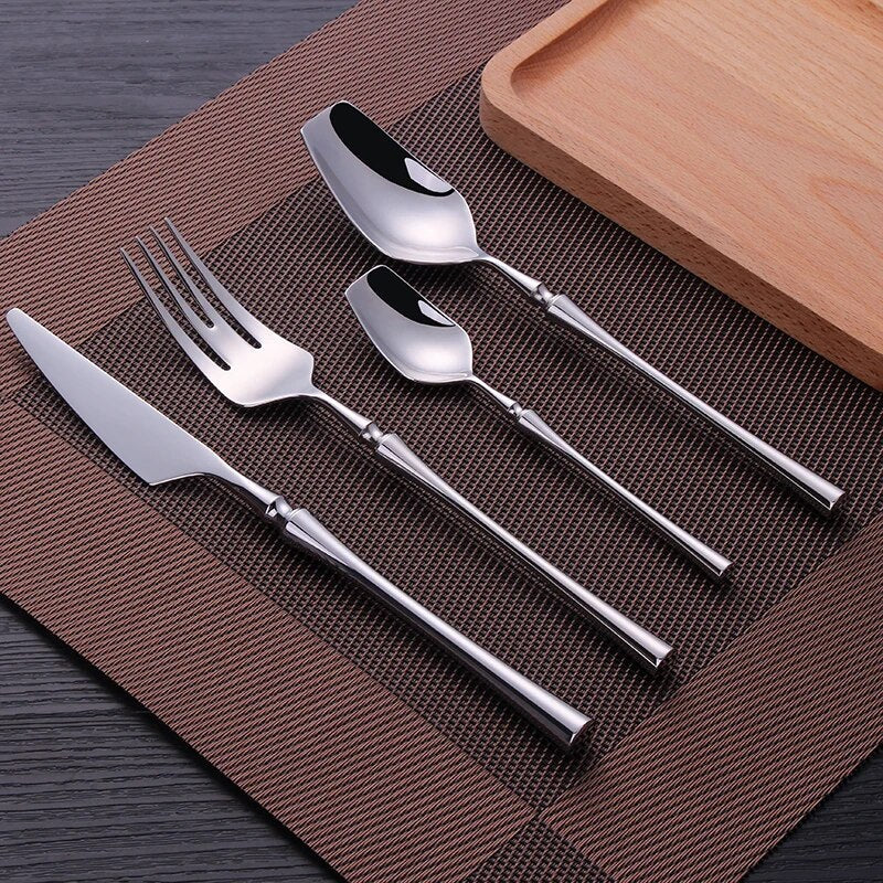 Stainless Steel Cutlery Set | Weighted Ergonomic Handles | Rust-Resistant Polished Finish for Everyday Family Dining