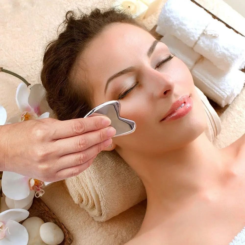 Stainless Steel Gua Sha Massager Tool | 304 Medical-Grade Steel | Face, Neck and Body Massage for Circulation and Relaxation