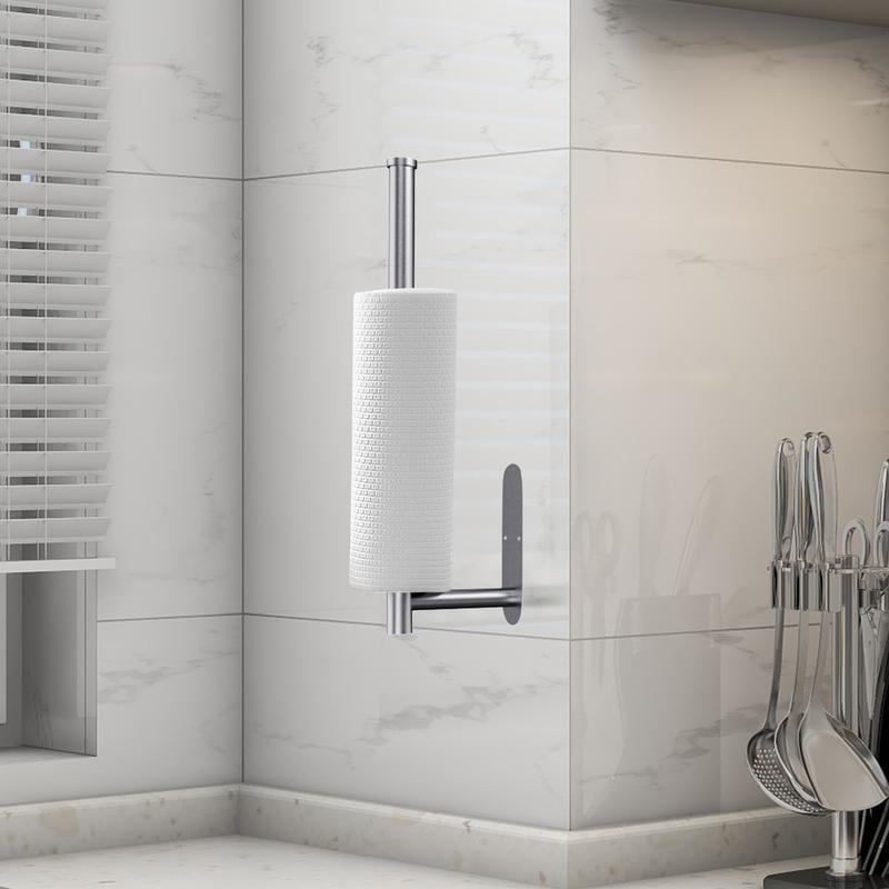 Stainless Steel Paper Towel Holder | Adhesive or Screw Mount Under Cabinet | Rust-Resistant Kitchen Storage Solution