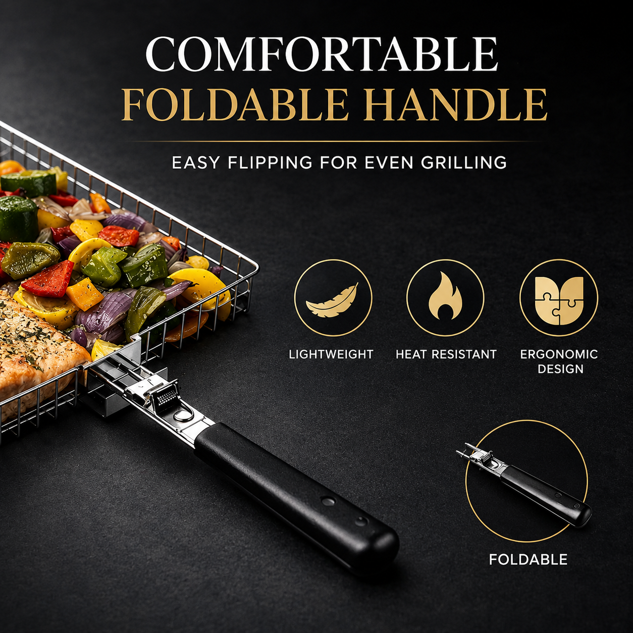 Stainless Steel Grill Basket | Hinged Basket With Long Handle
