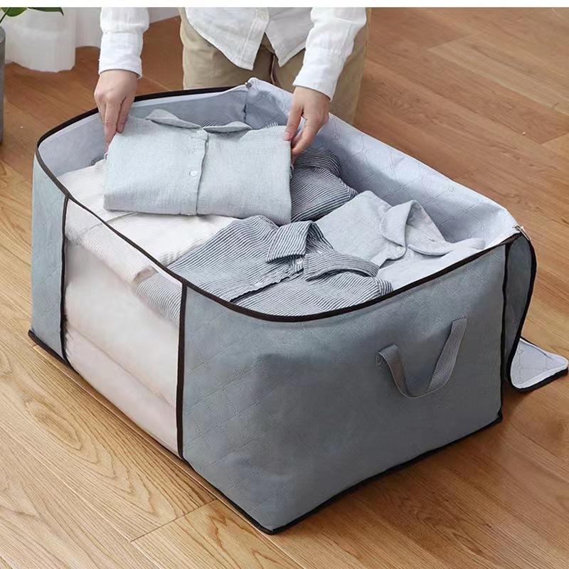 Storage bag – Light gray, made of breathable material with a transparent window, for clothes and blankets in a closet or wardrobe 5