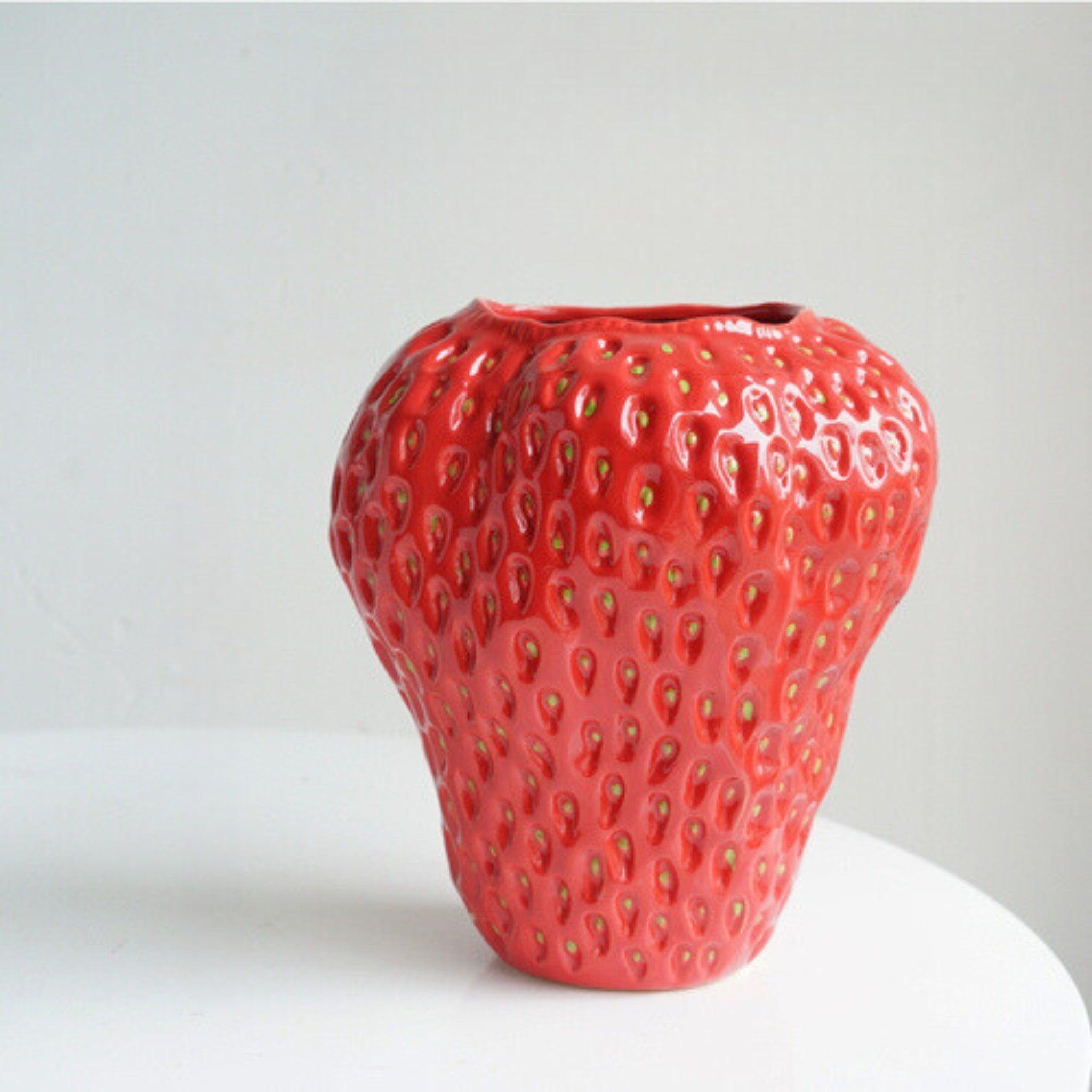 Strawberry Ceramic Decorative Vase For Flowers And Table Decor 10