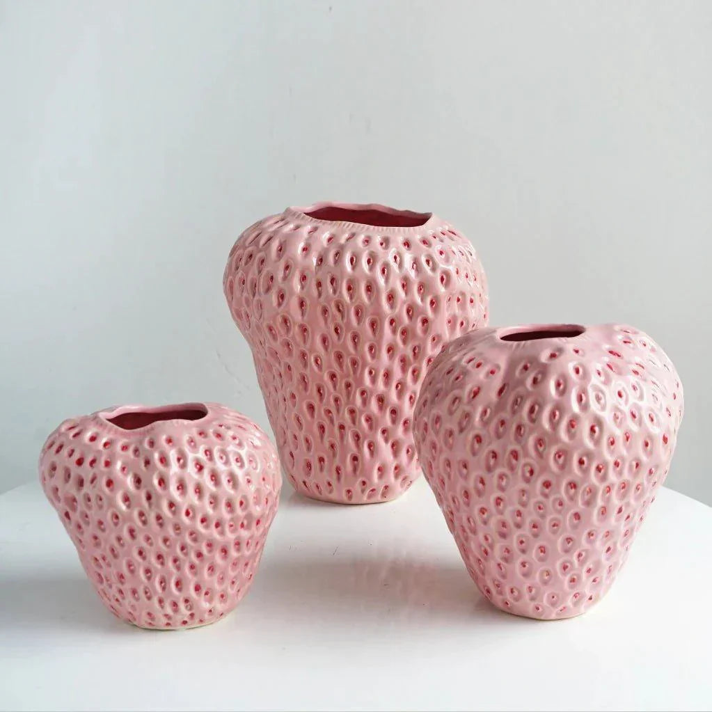 Strawberry Ceramic Decorative Vase For Flowers And Table Decor 4