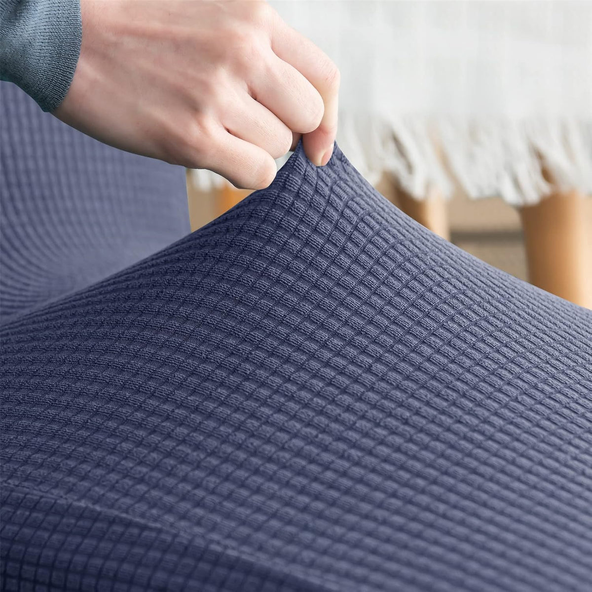 Stretch Chair Covers Polyester | Elastic Honeycomb Design, Set of 6 | Protects Dining Chairs from Stains & Scratches