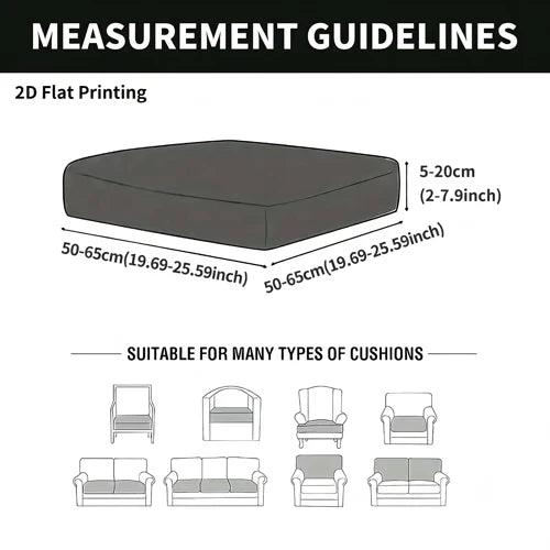 Stretch Cushion Covers Polyester | Fits Most Outdoor Cushions, Set of 4 | Elastic Hem Stops Slipping & Sliding