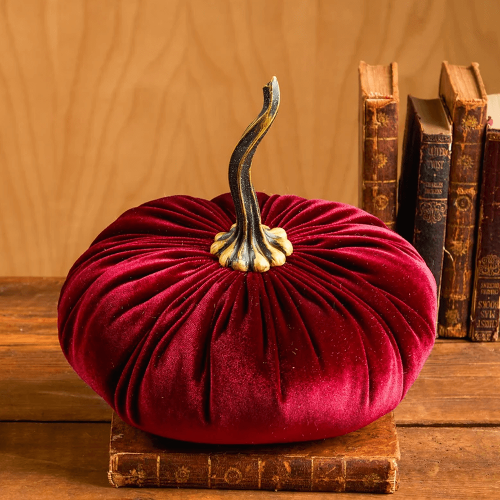 Stuffed Velvet Pumpkin Decoration | Halloween and Autumn Table Décor | Soft Plush Throw Pillow Centrepiece Accent
