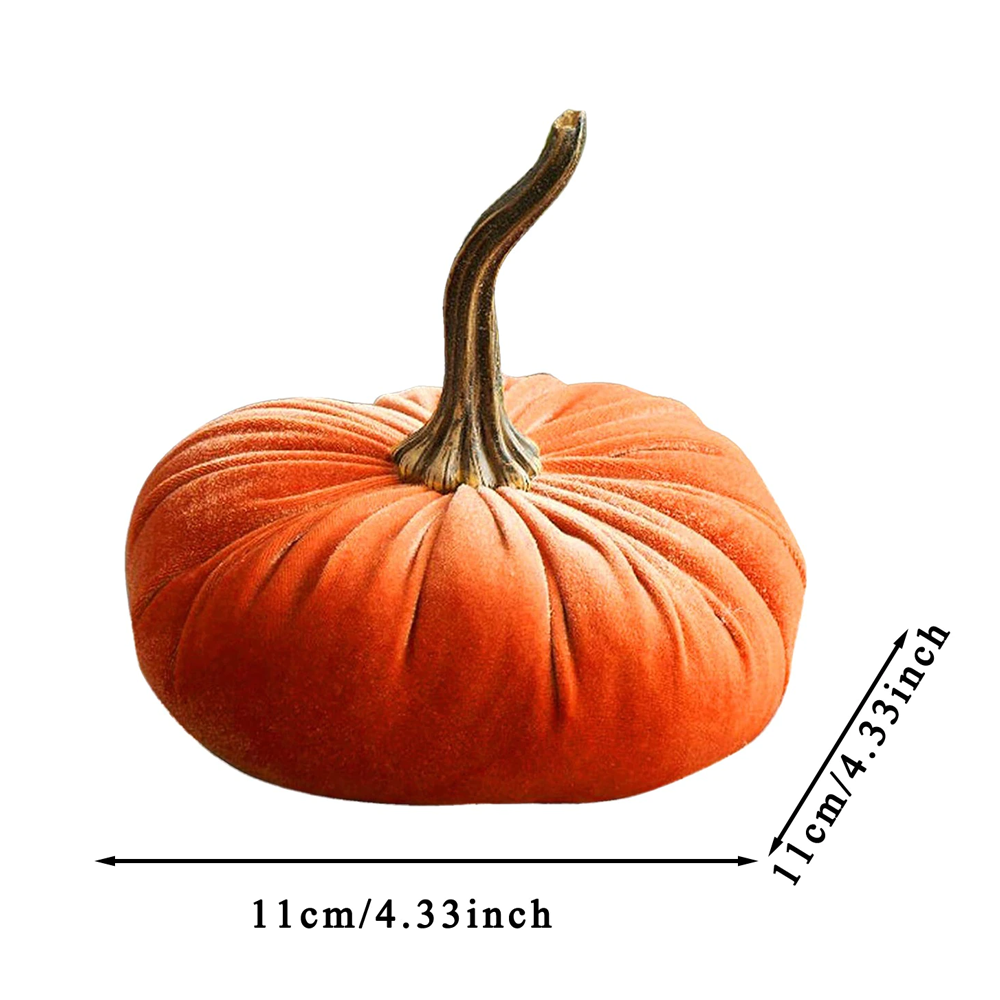 Stuffed Velvet Pumpkin Decoration | Halloween and Autumn Table Décor | Soft Plush Throw Pillow Centrepiece Accent