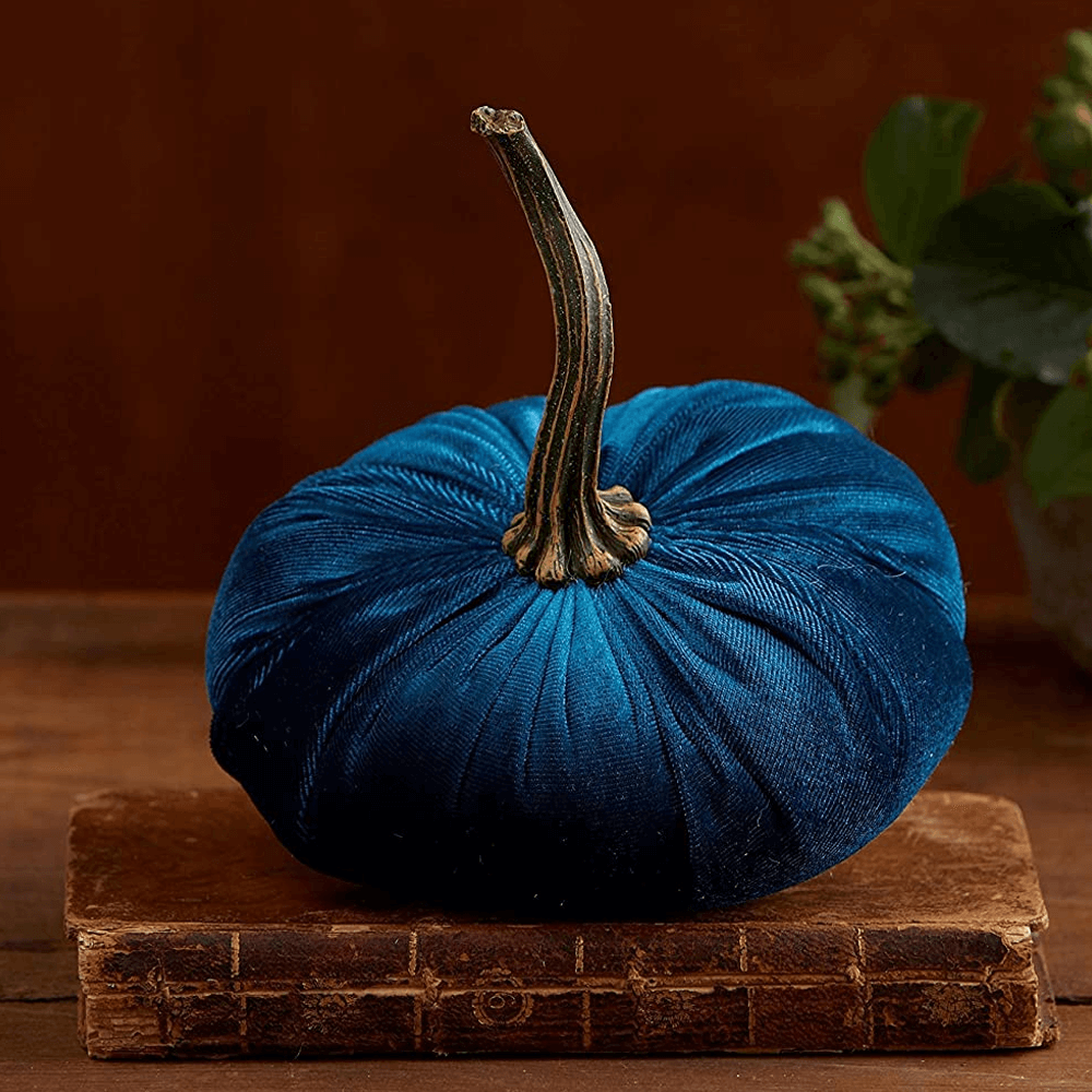 Stuffed Velvet Pumpkin Decoration | Halloween and Autumn Table Décor | Soft Plush Throw Pillow Centrepiece Accent